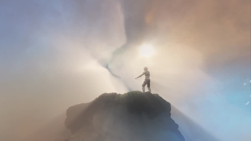 a knight fighting dragon, dragon versus man 3D render