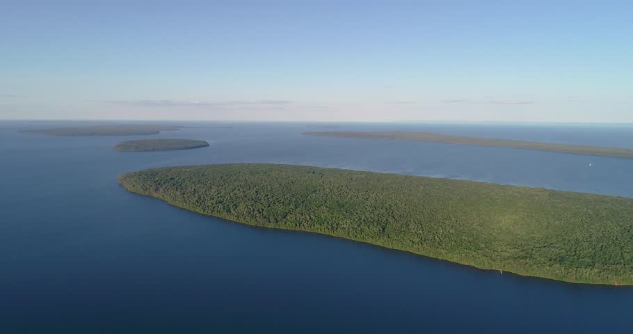 Aerial View of the Apostle Islands National Lakeshore in Lake Superior