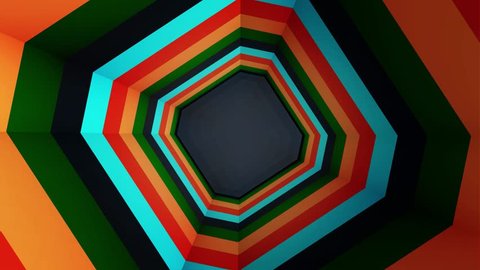 Animation of colorful octagon tunnel. Rainbow Octagon. A simple animated tunnel type video. Colorful and effective. Video de stock