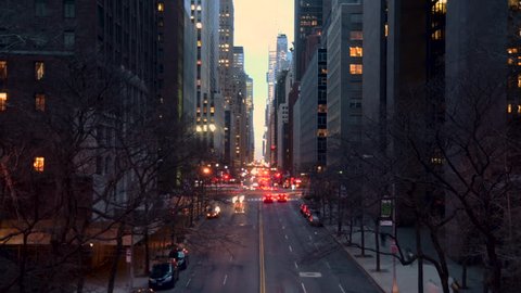 Timelapse of traffic on a busy New York City street.