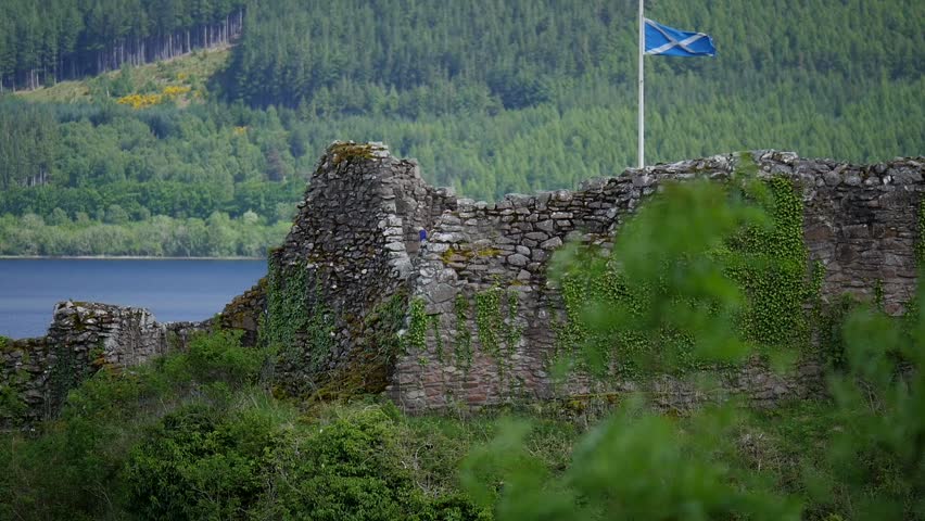 Urquhart Castle at Loch Ness Lake Highlands Scotland