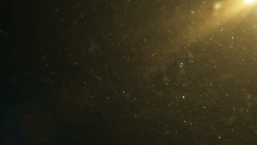 Beautiful Gold Floating Dust Particles with Flare on Black Background in Slow Motion. Looped 3d Animation of Dynamic Wind Particles In The Air With Bokeh. 4k Ultra HD 3840x2160. | Shutterstock HD Video #1015745398