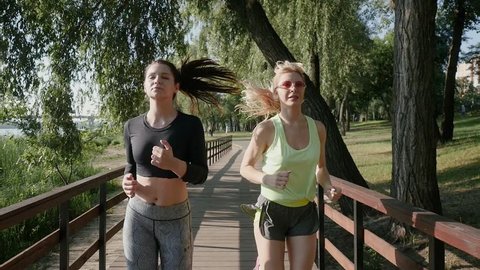 Two beautiful girls on a run