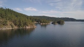 Aerial view of Sechelt Inlet during a sunny summer day. Located in Sunshine Coast, BC, Canada.