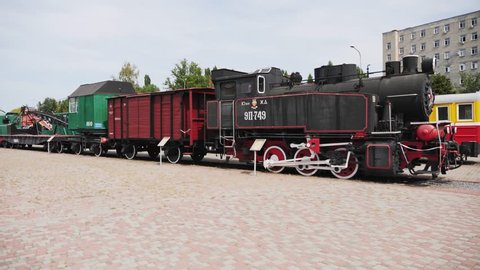 Kharkov, Ukraine - August 30, 2018: Ancient steam locomotive, Kharkov Railway Museum in Ukraine
