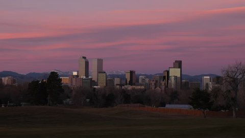Downtown Denver Wide Shot Sunrise Timelapse