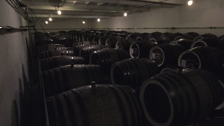 barrels for brandy at the cognac factory