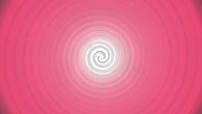 Smooth pink color soft spiral backdrop with a spinning spiraling rotation and light white center circle highlight with seamless looping in a CGI high definition background motion video clip