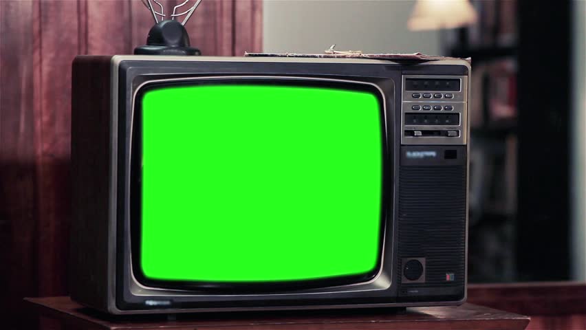 Vintage TV with Green Screen. Red Tone. Fast Zoom Out. You can replace green screen with the footage or picture you want. You can do it with “Keying” effect in After Effects. | Shutterstock HD Video #1015789285