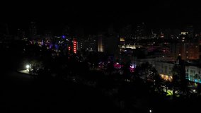 Night aerial footage of Miami Beach