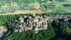 Medieval village of Castell'Arquato aerial video