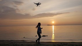 Girl playing with drone