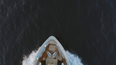 Bird's Eye View of the Deck of a Luxury Yacht in the Ocean 