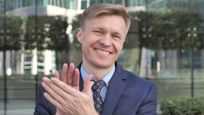 Applauding Sucessful Businessman, Clapping