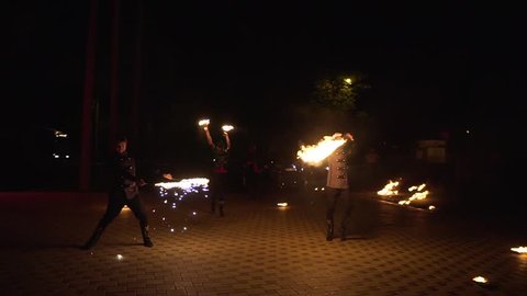 Krasnodar, Russia - June 2, 2018: fire show performance