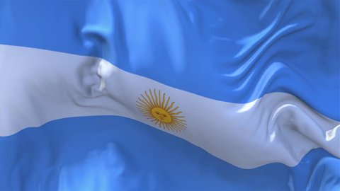 150. Argentina Flag Waving in Wind Slow Motion Animation . 4K Realistic Fabric Texture Flag Smooth Blowing on a windy day Continuous Seamless Loop Background.