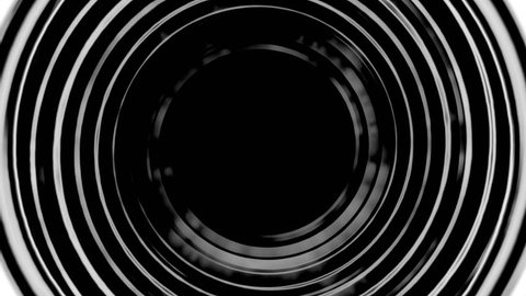Dark metallic rings spiraling in a spinning rotation seamless loop. High definition CGI background or backdrop motion graphics video clip