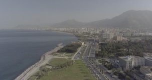 Aerial footage drone view of sea port of Palermo in Sicily Italy// no video editing