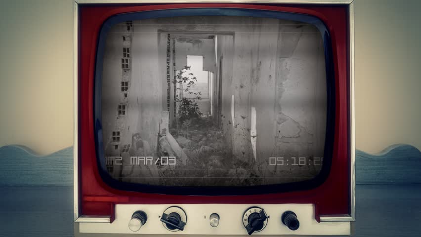 Retro Vintage Tv Showing Cctv Security 