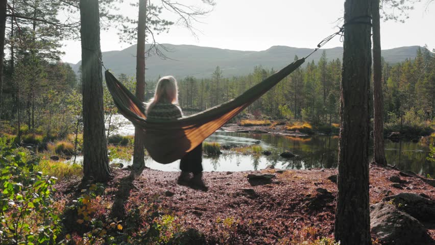 A girl in a hammock in Norway
