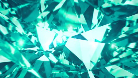 Green mint diamond dispersion footage. Fancy color ?hrysoberyl gem. Round diamond cut animation with light rainbow on surface. Sapphire bright background video. 3D animation of shiny gem stone