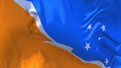 259. Tierra del Fuego Province Argentina Flag Waving in Wind Slow Motion Animation . 4K Realistic Fabric Texture Flag Smooth Blowing on a windy day Continuous Seamless Loop Background.
