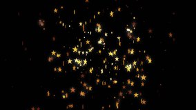 Star burst with sparkles motion video. Light effect. Dark brown background with sparkling golden stars

