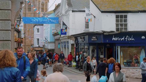 St Ives - a beautiful town at the English coast of Cornwall - CORNWALL / ENGLAND, AUGUST 29, 2018