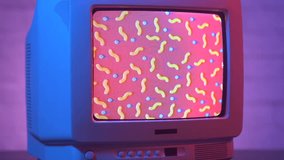 Let's Party animation on a old vintage TV screen.