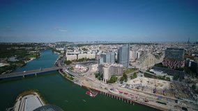 

Aerial video of Paris France in Boulogne Billancourt district on a beautiful clear sunny day.