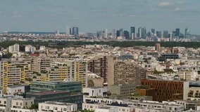 

Aerial video of Paris France in Boulogne Billancourt district on a beautiful clear sunny day with zoom len