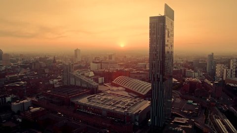 Establishing Aerial view of Manchester, United Kingdom