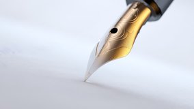Gold and silver, detailed quill pen writing with ink on a sheet of paper. Close up of a blue ink sinking into a sheet of paper. Sign of agreeing and fulfiling an agreement.
 - Powered by Shutterstock - Get 15% off with code: PIKWIZARD15