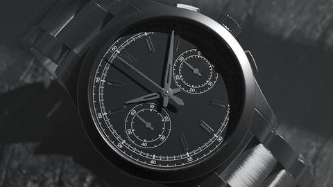 Close up shot of luxury watch. Beautiful stainless steel mechanical clock.
