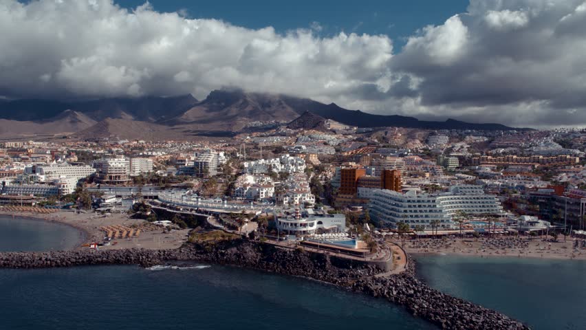 Aerial View of Costa Adeje, Las Galletas, Los Christianos, Tenerife, Spain | Shutterstock HD Video #1015906822