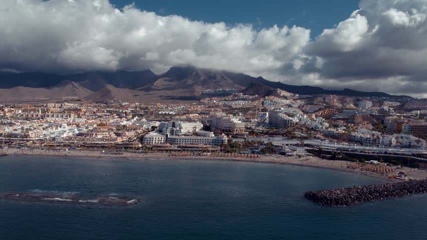 Aerial View of Costa Adeje, Las Galletas, Los Christianos, Tenerife, Spain
