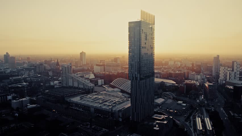 aerial view manchester uk united kingdom Stock Footage Video (100%