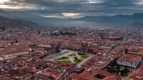 Establishing Aerial View of Cusco, Peru