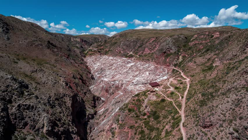 Aerial View of Maras, Salt Mines ( Salinas de Maras ), Inca Ancient Mines, Peru