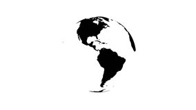 Planet earth is black on white. Seamless loop animation