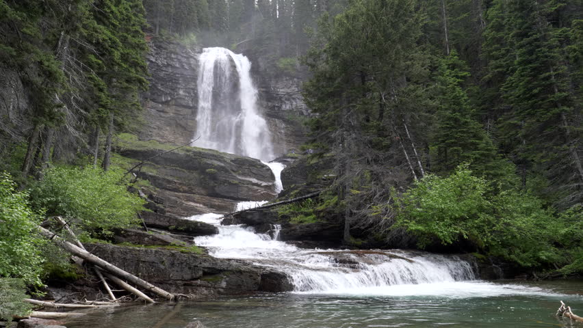 zoom in clip of virginia falls at glacier national park in montana, usa