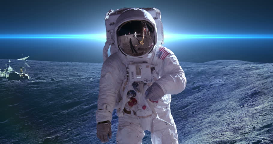 Apollo Astronaut Moon Landing blue lens flare  Elements of this clip furnished by NASA Royalty-Free Stock Footage #1015919932