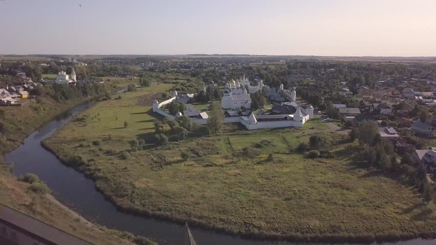 Flight over the Saviour Monastery of Saint Euthymius in Suzdal, Vladimir oblast, Russia