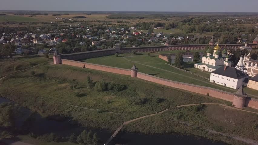 Flight over the Saviour Monastery of Saint Euthymius in Suzdal, Vladimir oblast, Russia