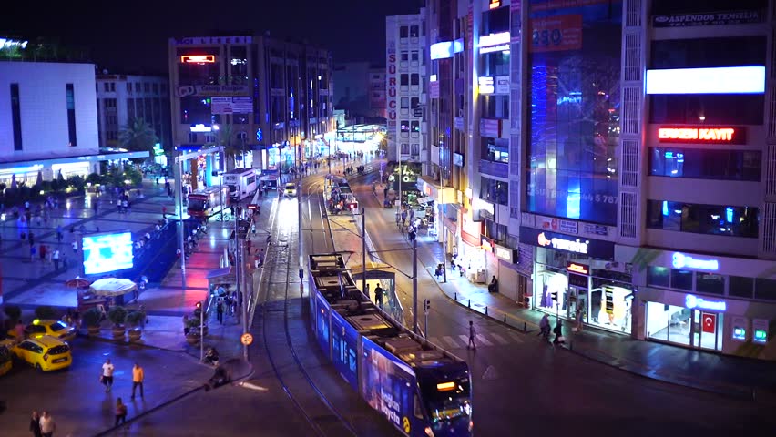 Antalya, Turkey - August 17, 2018: Night town lights video. | Shutterstock HD Video #1015923133