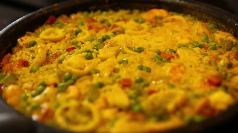 Close Up Home Made Traditional Spanish Food Paella