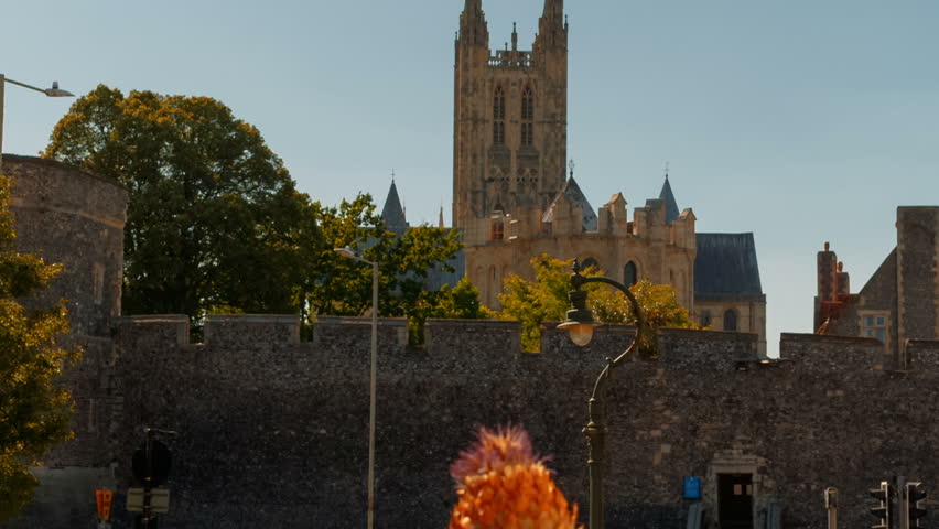 Telephoto shot of the famous medieval Canterbury Cathedral in Kent, England, UK, a UNESCO World Heritage Site. Canterbury is a historic English cathedral city and UNESCO World Heritage Site.