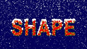 New Year text text SHAPE. Snow falls. Christmas mood, looped video. Alpha channel Premultiplied - Matted with deep blue RGB(04:00:5B)