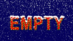 New Year text text EMPTY. Snow falls. Christmas mood, looped video. Alpha channel Premultiplied - Matted with deep blue RGB(04:00:5B)