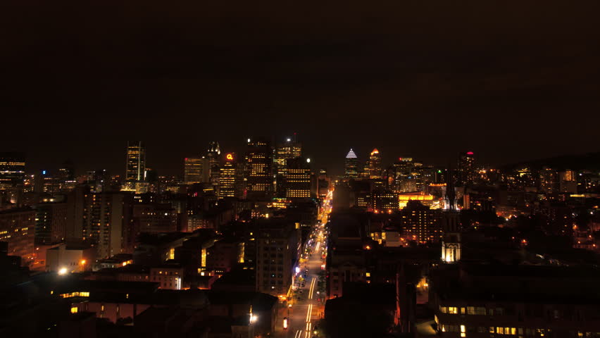 Montreal night aerial Timelapse